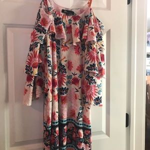 Off shoulder shift dress with bell sleeves